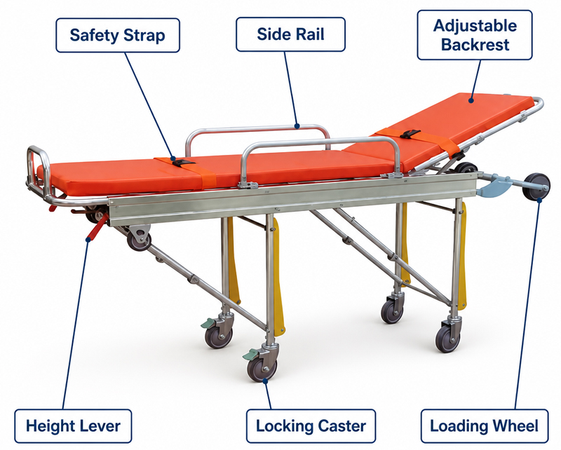 Aluminum Alloy Emergency Folding Ambulance Stretcher RDJ056
