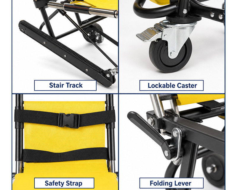 Folding Stair Chair – Emergency Evacuation Transfer Chair for Safe Up and Down Stair Transport RDJ055