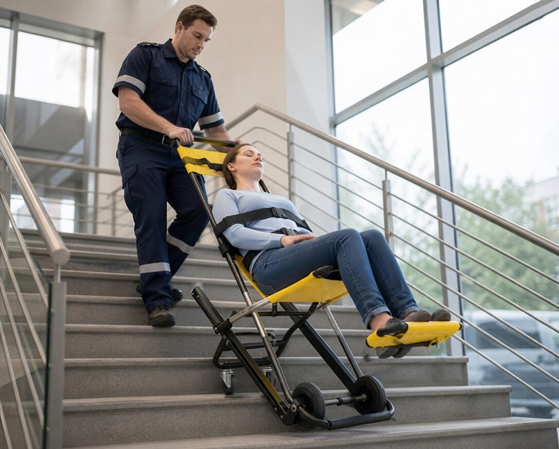 Folding Stair Chair – Emergency Evacuation Transfer Chair for Safe Up and Down Stair Transport RDJ055